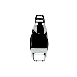 Carrinho De Compras Dobrável Suporta Até 25kg Poliéster E Metal Preto 36x18x96cm (MP)