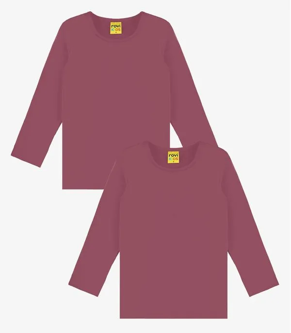 Kit 2 Camisetas Menina Manga Longa Térmica Rovi Kids Vermelho 18