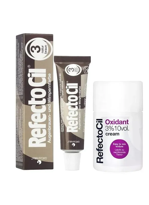 Kit Refectocil 1 Tinta + 1 Oxidante Creme Nº3 Castanho Natural