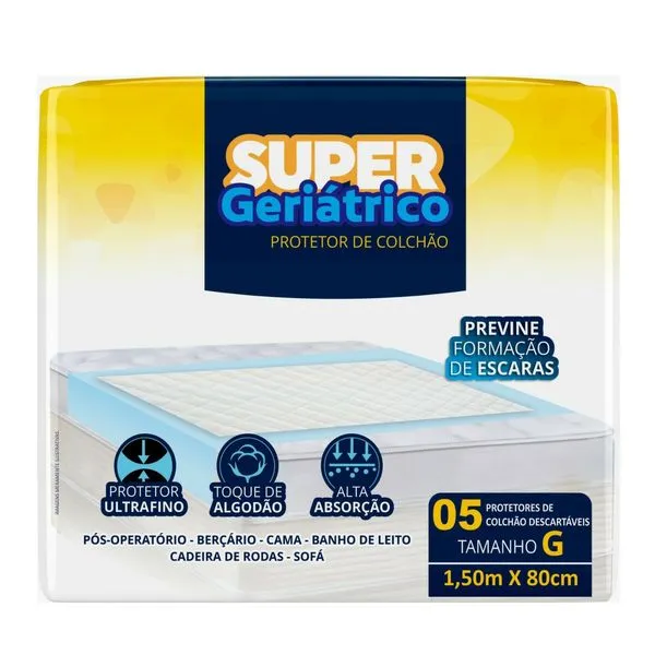 Protetor De Colchão Super Geriátrico Descartável 5 Unidades