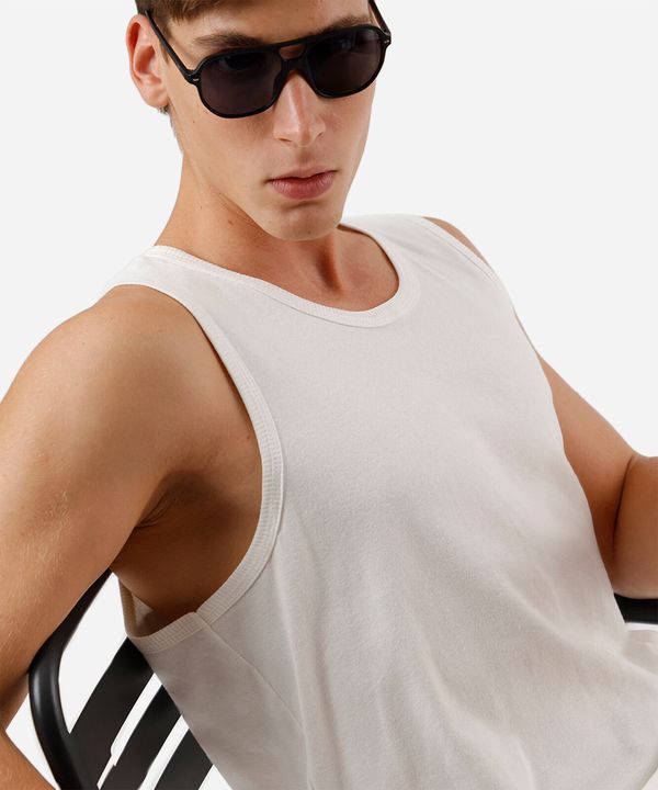 regata masculina de algodão texturizada off white G