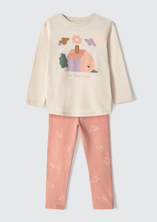 Conjunto Infantil Menina Longo Estampado Toddler - Rosa 001