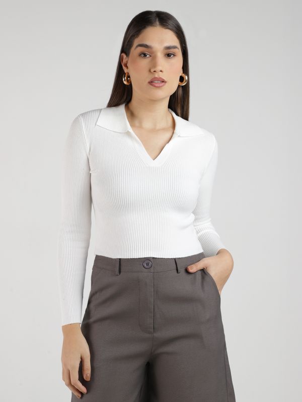 Blusão Tricot Cropped Feminino BRANCO P