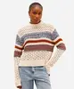 suéter feminino de tricot listrado bege PP