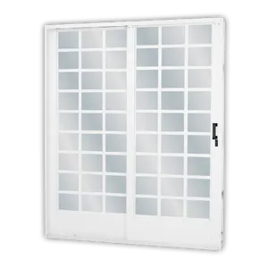 Porta De Correr 2 Folhas 215x160 Direita Com Divisória Quadriculada Vidro Mini Boreal Branco Minas Sul Mgm