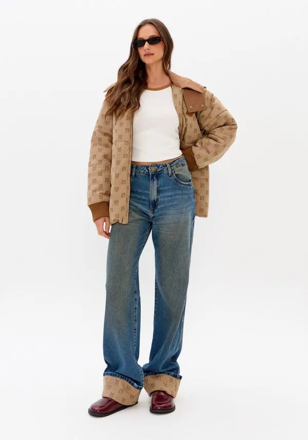 Calça Reta Jeans Cintura Alta Azul 32
