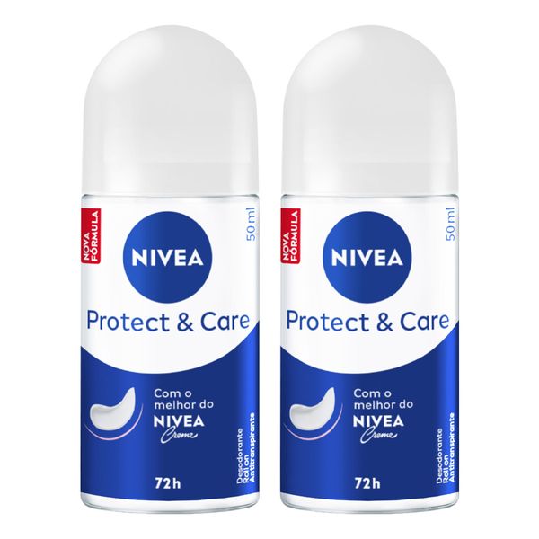 Kit Desodorante Antitranspirante Roll On Nivea Protect & Care 2 Unidades de 50ml