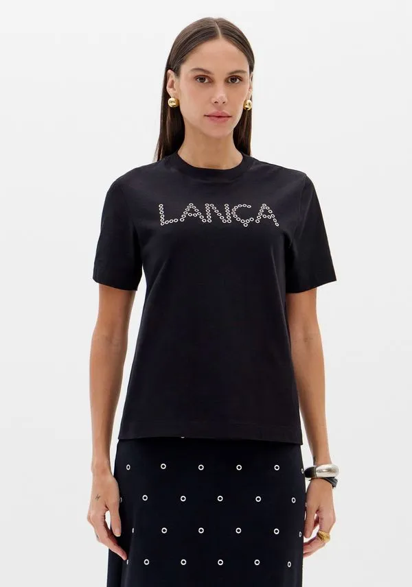 T-shirt Com Manga Curta Lança Preto M