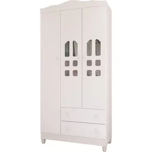 Roupeiro 3 Portas e 2 Gavetas Cor Branco Carolina Eloá Cleam 5198.1