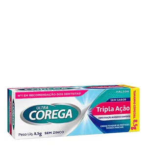 Fixador de Dentadura Corega Creme sem Sabor Ultra Tripla Ação 8,5g