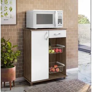 Balcão de Cozinha 67,3 cm 1 Porta 1 Gaveta Com Tampo Notável Belize | Nogal/Branco (S/V)