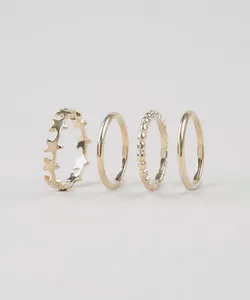 Kit de 4 Anéis Femininos Dourado P
