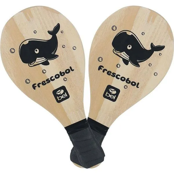 Kit Frescobol Infantil com 2 Raquetes de Madeira Pinus Bolinha de Borracha e Sacola Belfix Kit Frescobol Infantil Raquetes de Madeira Pinus com Bolinha Belfix