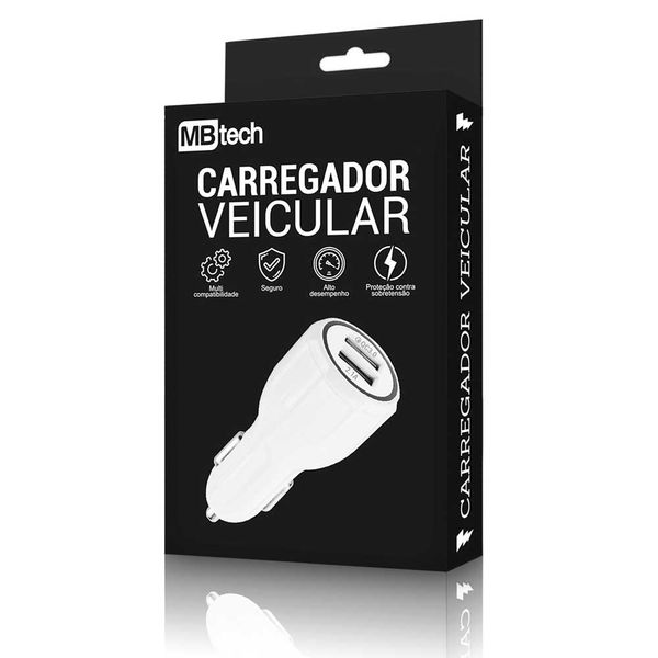 Carregador Veicular Universal MB Tech Quickcharger 3.0 com 2 Saídas USB