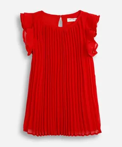 vestido plissado infantil babado vermelho 1