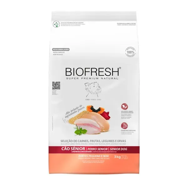 Ração Biofresh Cães Sênior Raças Pequenas e Minis 3 kg