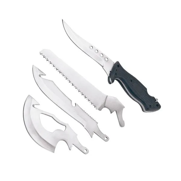 Faca multi-lâmina Multi-blade 4 Lâminas para Uso Militar, 4x4 e Pesca com Lâminas em Aço Inox e Cabo Emborrachado Multi Faca multi-lâmina -blade 4 Lâminas com Lâminas em Aço Inox e Cabo Emborrachado Texturizado