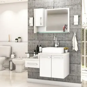 Conjunto Balcão C-cuba Q39 E Espelheira Legno 830 Branco Chess C-preto ônix Branco Chess C-snow