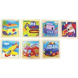 Quebra-Cabeça de Madeira Transportes com 9 Peças Pacote com 10 Unidades em MDF Toy Mix Quebra-Cabeça de Madeira Transportes 9 Peças Pacote com 10 Toy Mix