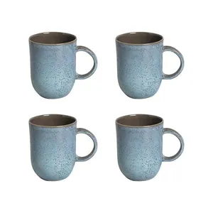 Conjunto de Xícaras Grandes Porto Brasil Coup Breeze em Cerâmica Stoneware Azul 330ml - 4 Peças