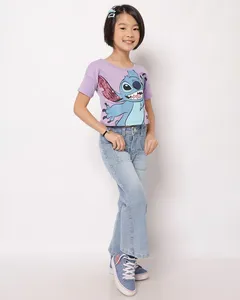 Calça Jeans Infantil Flare com Bolsos Frontais Azul 4