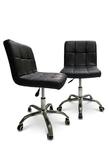 Kit 2 Cadeiras Office Giratória Almofadada Cromada Preta