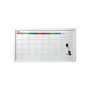 Quadro Magnético Branco Le Planejamento Mensal Color com Marcador e Imãs 63,2x33,2cm