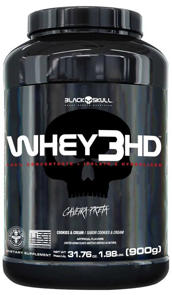 Whey 3HD (WPC, WPI E WPH) - 900g - Black Skull Whey 3 HD Cookies & Cream 900g