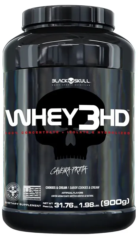 Whey 3HD (WPC, WPI E WPH) - 900g - Black Skull Whey 3 HD Cookies & Cream 900g