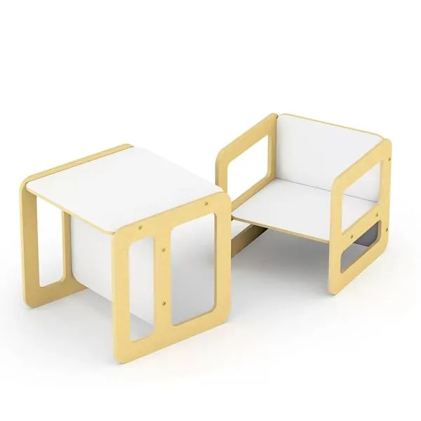 CONJUNTO MESINHA E CADEIRA CUBO INFANTIL MONTESSORI MADEIRA