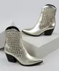 Bota Feminina Oneself Country Cano Curto Salto Baixo Metalizada Tressê Dourada 37