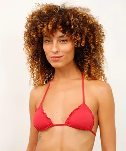 biquíni top cortininha fru fru proteção uv rosa GG
