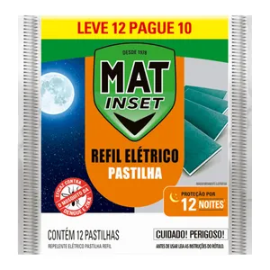 Repelente Pastilha Elétrico Mat Inset Pacote Leve 12 Pague 10 Unidades Refil Mult Inseticida Pastilha Mat Inset Refil Leve 12 Pague 10 Unidades
