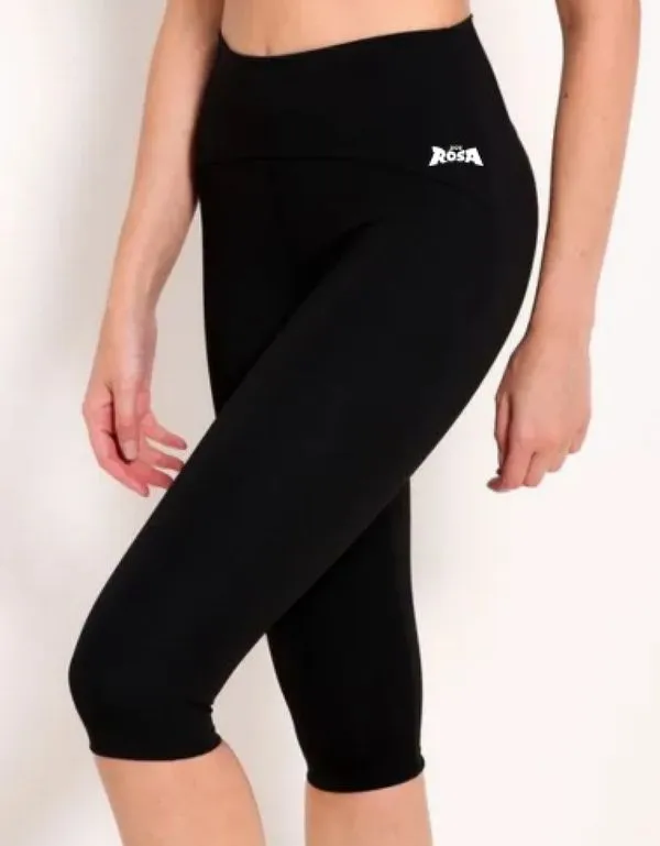 Calça Capri Preta Dos Rosa Logo Branco M / Preto