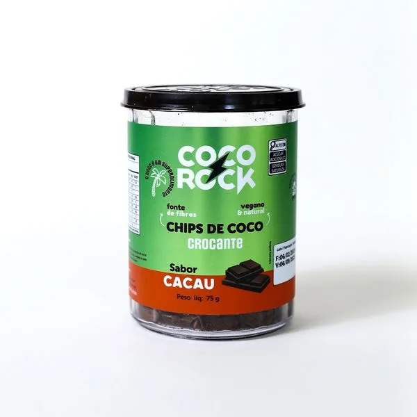 Chips de Coco Crocante COCO ROCK Sabor Cacau 75g
