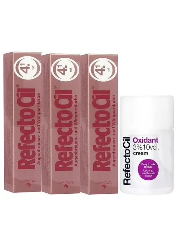 Kit Refectocil 3 Tinta + 1 Oxidante Creme N° 4.1 Vermelho