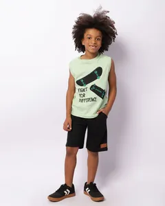 Bermuda Infantil Moletinho Recortes Com Bolsos Preta 8