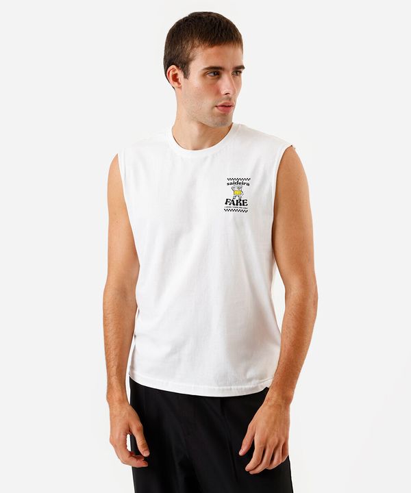 regata machão masculina de algodão estampada off white P