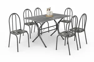 Conjunto de Mesa Ubatuba 1,40m com 6 Cadeiras e Tampo Granito Topázio - Teixeira