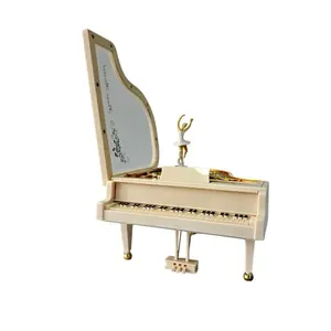 Caixa Musical Porta Joias Piano de Calda com Bailarina Dançante Branco Braswu Caixa Musical Porta Joias Piano de Calda com Bailarina Branco Braswu