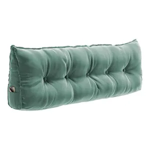 Almofada Para Cabeceira Encosto Apoio Lombar Spot 195cm Com Porta Celular Veludo - Abmaza Verde