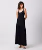 vestido longo feminino assimétrico canelado mindset preto GG