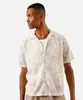 camisa masculina manga curta folhagem off white P