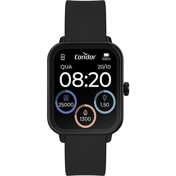 Smartwatch Unissex Condor Pulseira de Silicone Preto COSMART1AA/8P