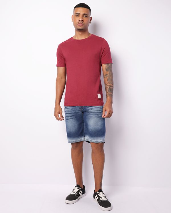 Bermuda Jeans Masculina Reta Estonada Azul 44