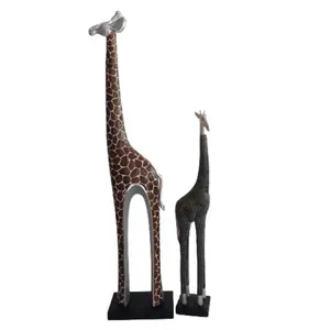 Estátua Girafa Mosaico Luxo Resina 90cm