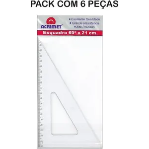 Esquadro Acrimet Poliestireno 60 Graus 21cm com Escala Gravada e Certificado Pelo INMETRO Esquadro Acrimet Poliestireno 60 Graus 21cm Certificado INMETRO