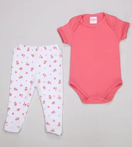 Conjunto Body Com Culote Frutinhas De 0 a 12 meses Rosa - GG