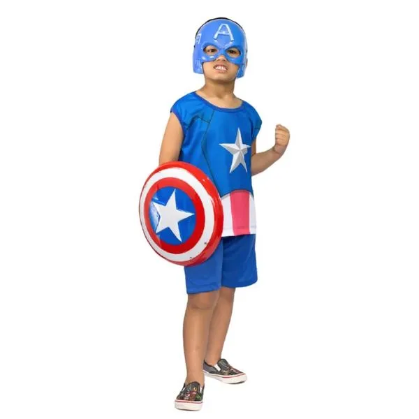 Fantasia Infantil Capitão América Ione E Eduardo Tamanho P (MP)