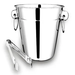 Balde para Gelo Bar Cali, 1,3L, Com Alça, Com Pegador, Aço inox - 2401/100